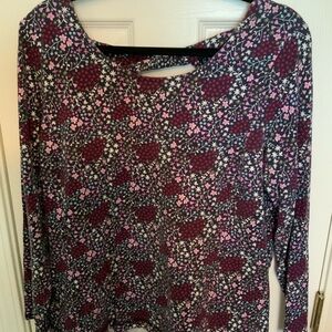 T by Talbots Floral Long Sleeve Top - Pink and Black size 1X